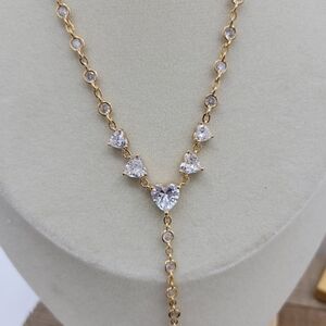 Ettika Queen of Hearts Lariat Necklace • 18k Gold-Plated • Beautiful CZ Stones